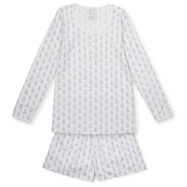 Marty Women's Pima Cotton Pajama Short Set - Bunny Tails Blue