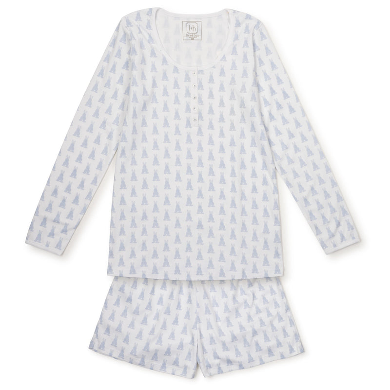 Marty Women's Pima Cotton Pajama Short Set - Bunny Tails Blue