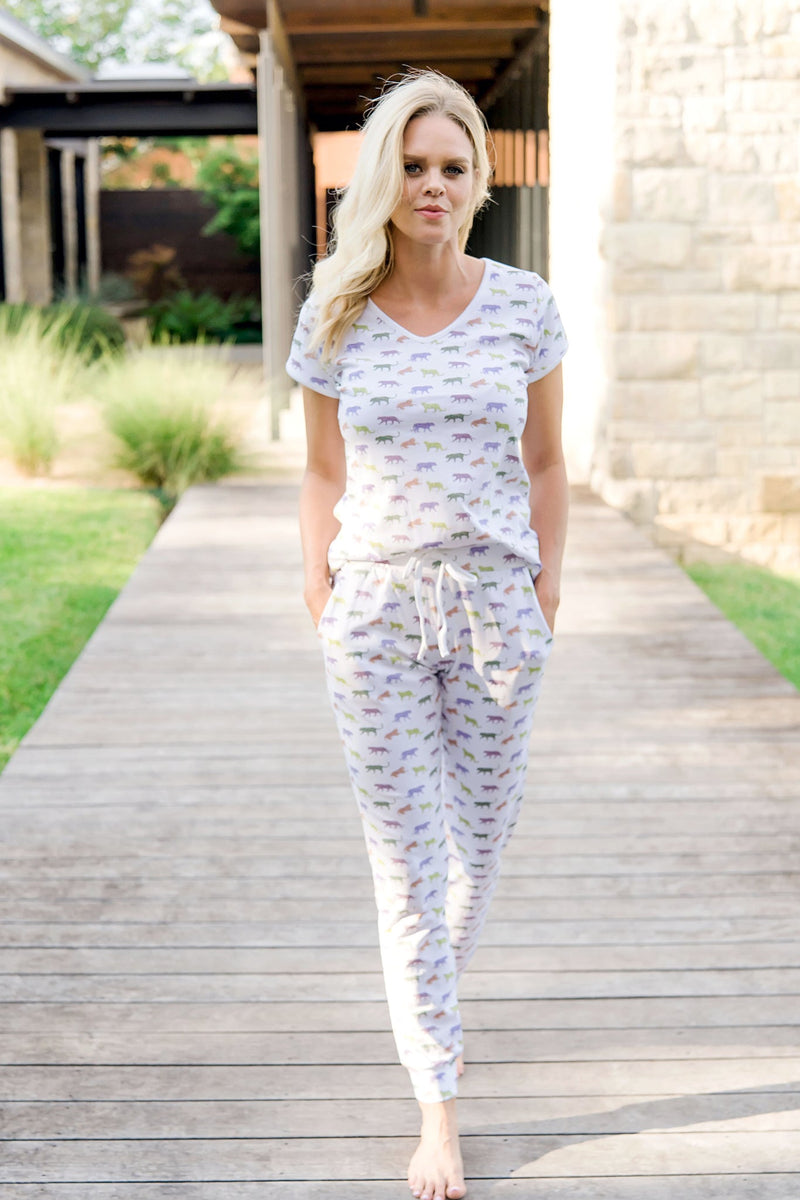 Melanie Women's Pajama Jogger Pant Set - Cheetah Cheetah