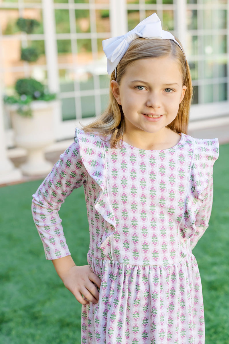 Olivia Girls' Pima Cotton Dress - Hearts in Bloom
