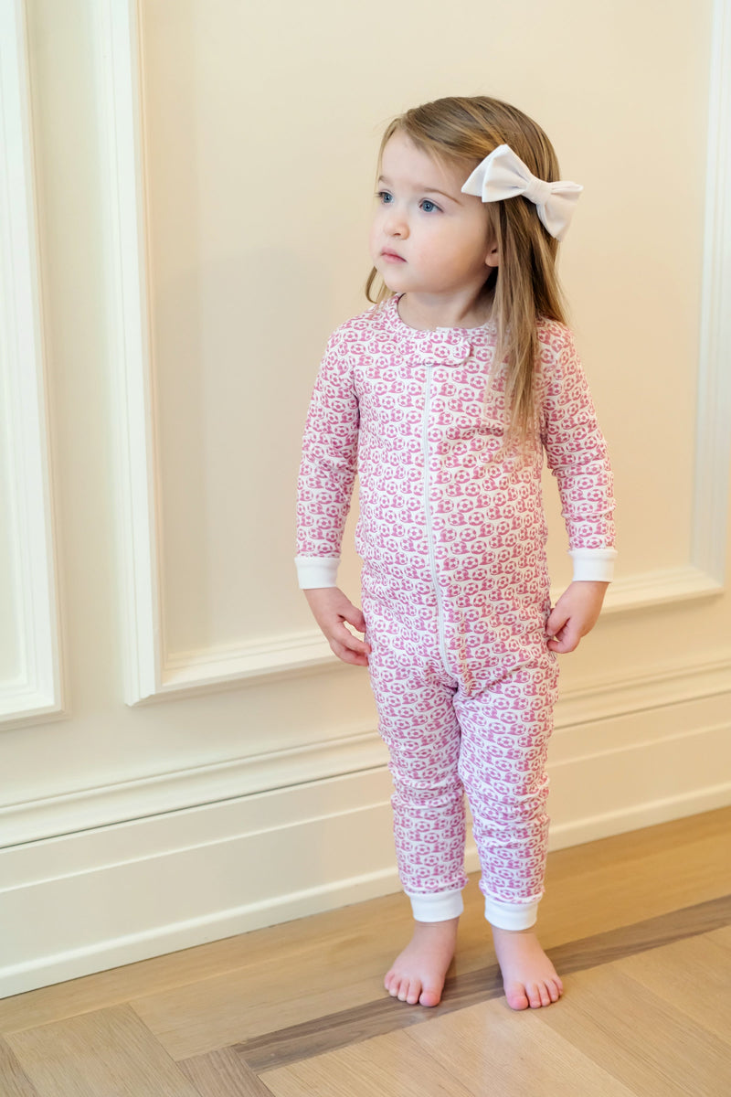 Parker Pima Cotton Zipper Pajama - Soccer Shots Pink