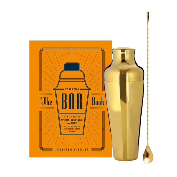 The Essential Bar Book & Brass Bar Tools Set