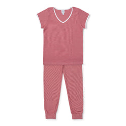 Melanie Women's Pajama Jogger Pant Set - Red Stripes